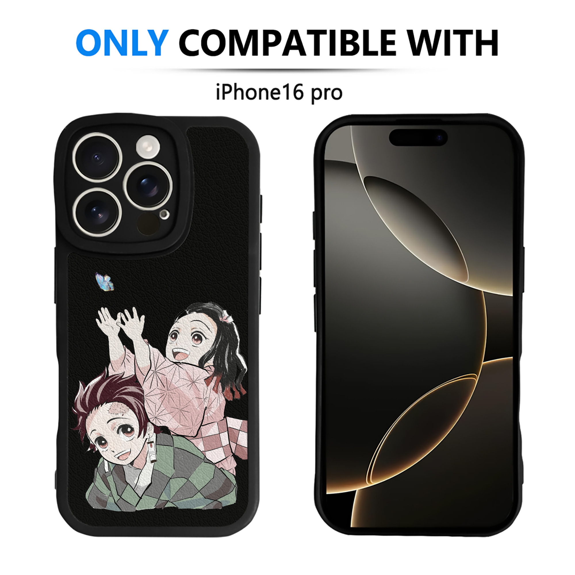（画像用） 鬼滅の刃（きめつのやいば）竈門 禰󠄀豆子／かまど ねずこ Kamado Nezuko 【iPhone 16シリーズ対応】シリコンスマホケース（レザー調） 材質：シリコン